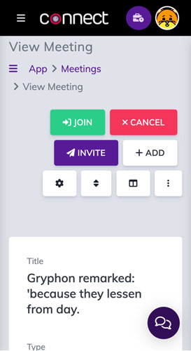 View Meeting Page - Connect Video Conference, Live Class, Meeting, Webinar, Membership, Whiteboard