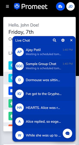 Live Chat Messaging - Promeet Virtual Meeting App For Professionals