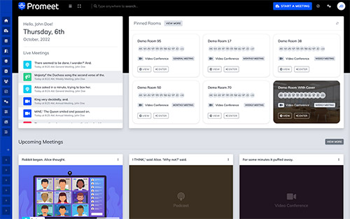 Dashboard Page - Promeet Virtual Meeting App For Professionals