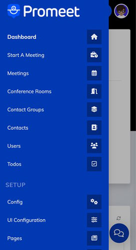 Sidebar Menu - Promeet Virtual Meeting App For Professionals